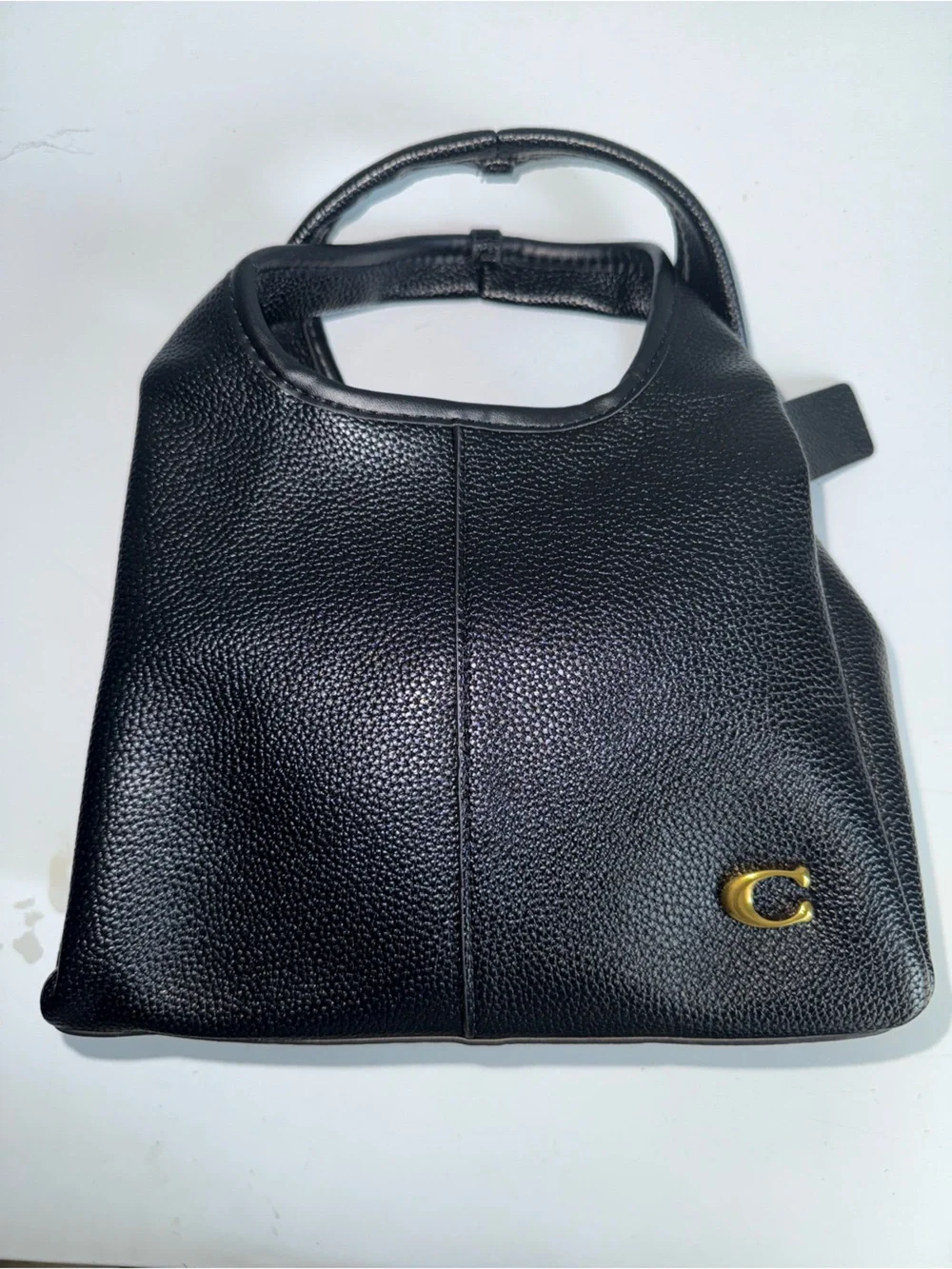Coach Black Pebbled Leather Tote with Gold 'C' Accent